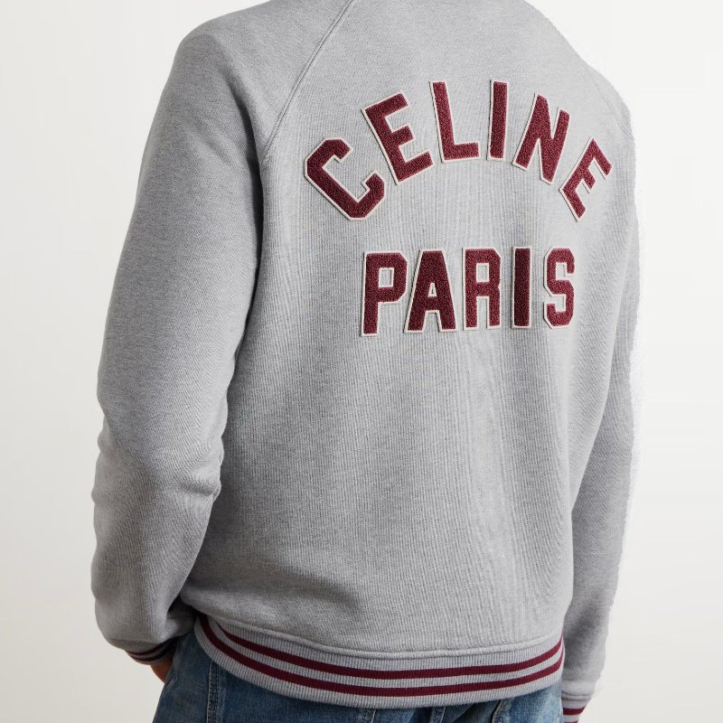 全新有吊牌 Celine外套 大C標誌Logo Jacket 100%棉棒球服 灰色經典百搭款學院風 XS碼-1