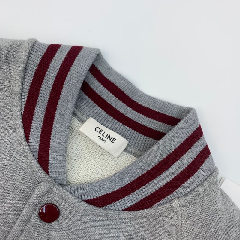 全新有吊牌 Celine外套 大C標誌Logo Jacket 100%棉棒球服 灰色經典百搭款學院風 XS碼-4