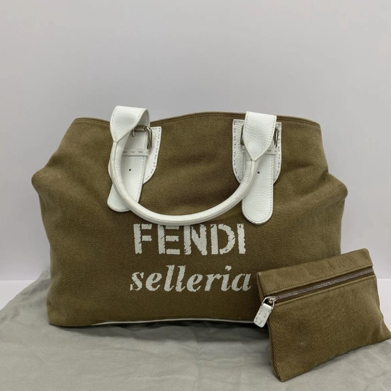 FENDI 卡其色沙灘子母手提肩背托特包 42*32*14 98新配件塵袋-0