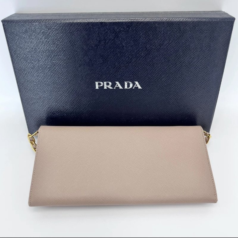PRADA 裸粉色牛皮法棍肩背斜背包21*10.5*2.5 98新配件塵袋盒子-5