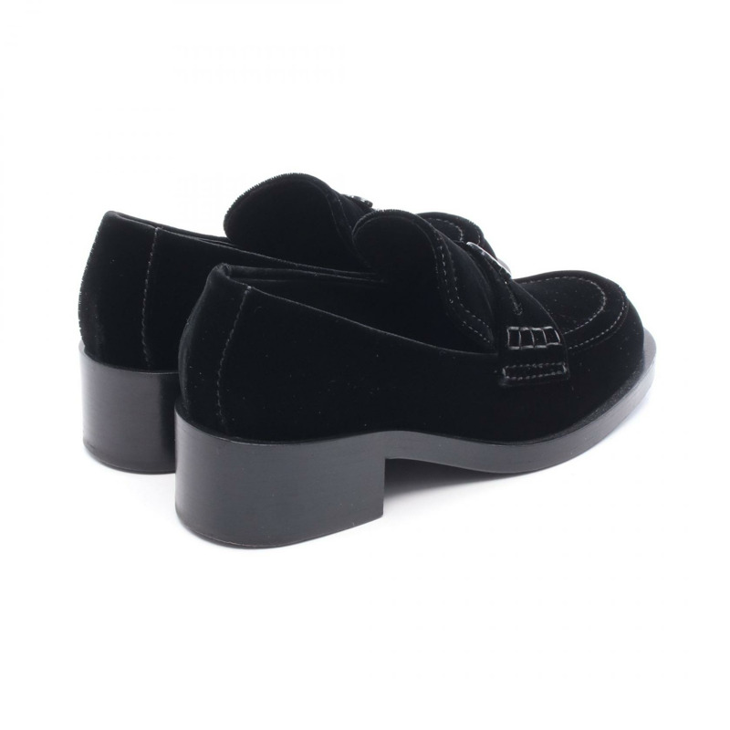 香奈兒樂福鞋高跟鞋布料黑色 36C 二手女款-1