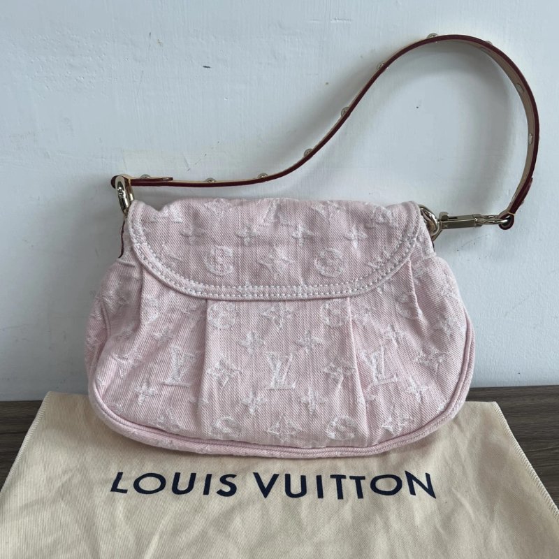 LV SUNSET粉色單寧金扣手提元寶包芯片款 27*18*3 99新配件塵袋-5