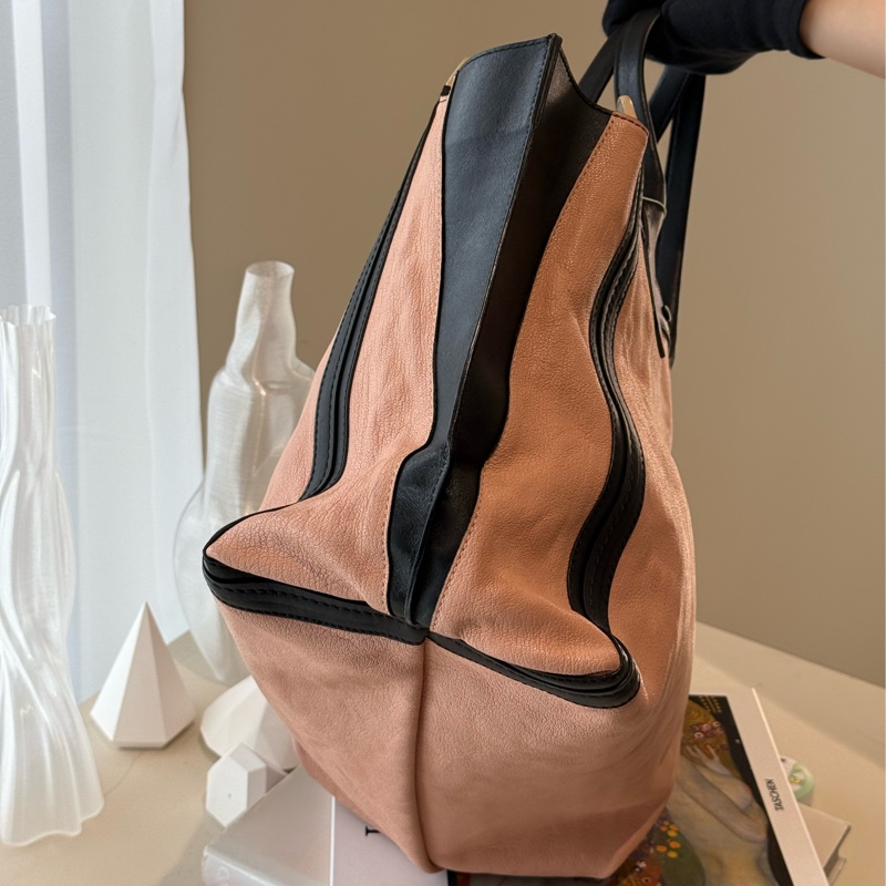 Chloé 粉黑色托特包 拼色 大容量 購物袋 通勤包-3