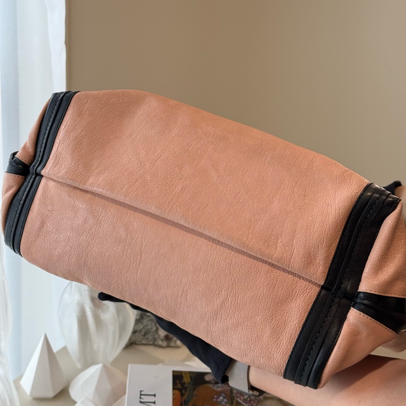 Chloé 粉黑色托特包 拼色 大容量 購物袋 通勤包-4