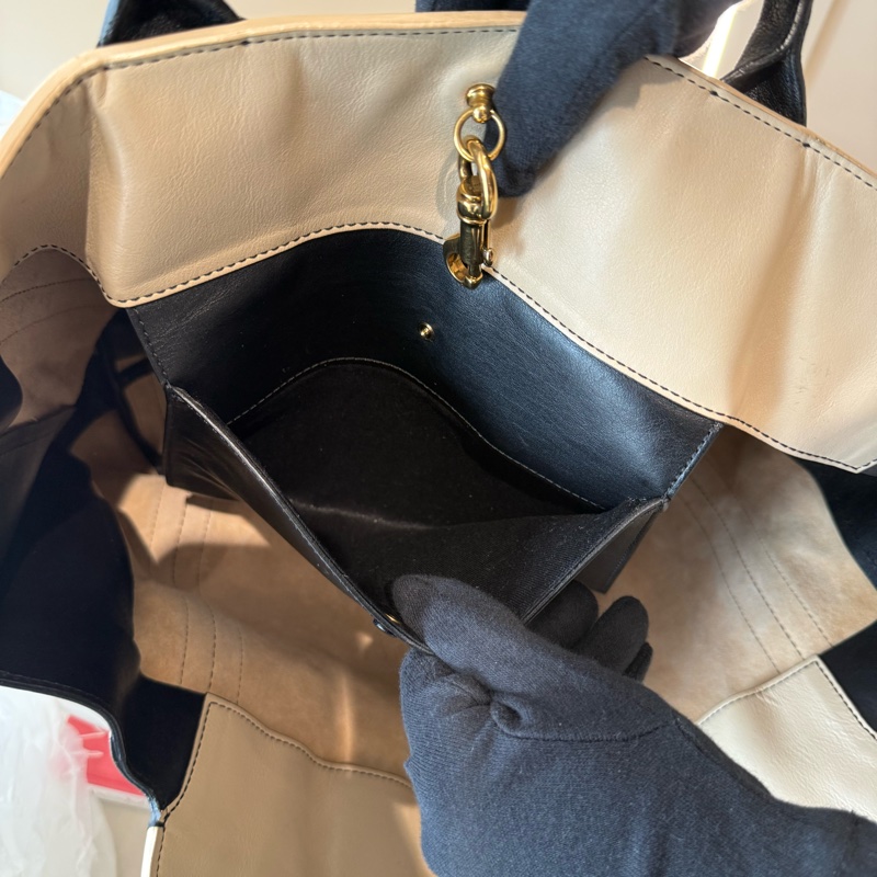 Chloé 粉黑色托特包 拼色 大容量 購物袋 通勤包-6