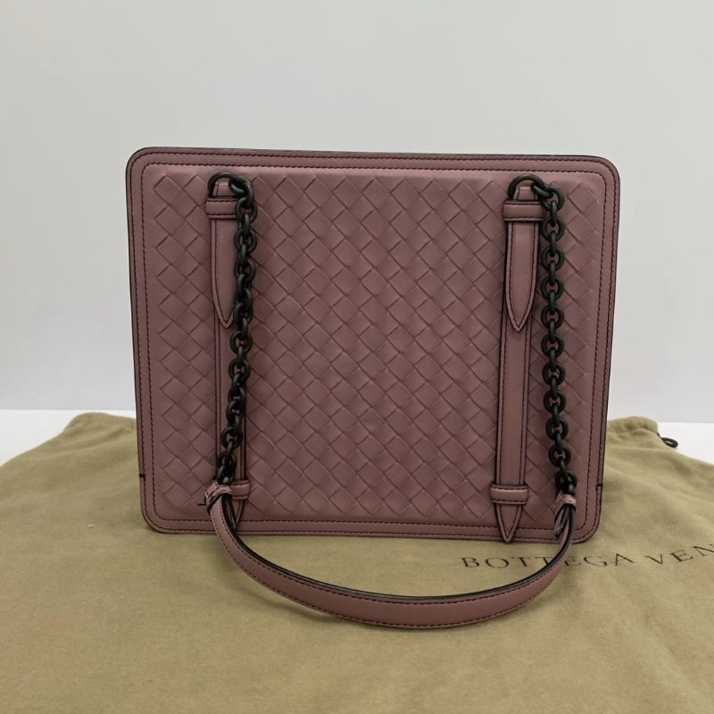 BV 編織豆沙粉腋下托特風琴包 26*21.5*6 99新配件塵袋-0