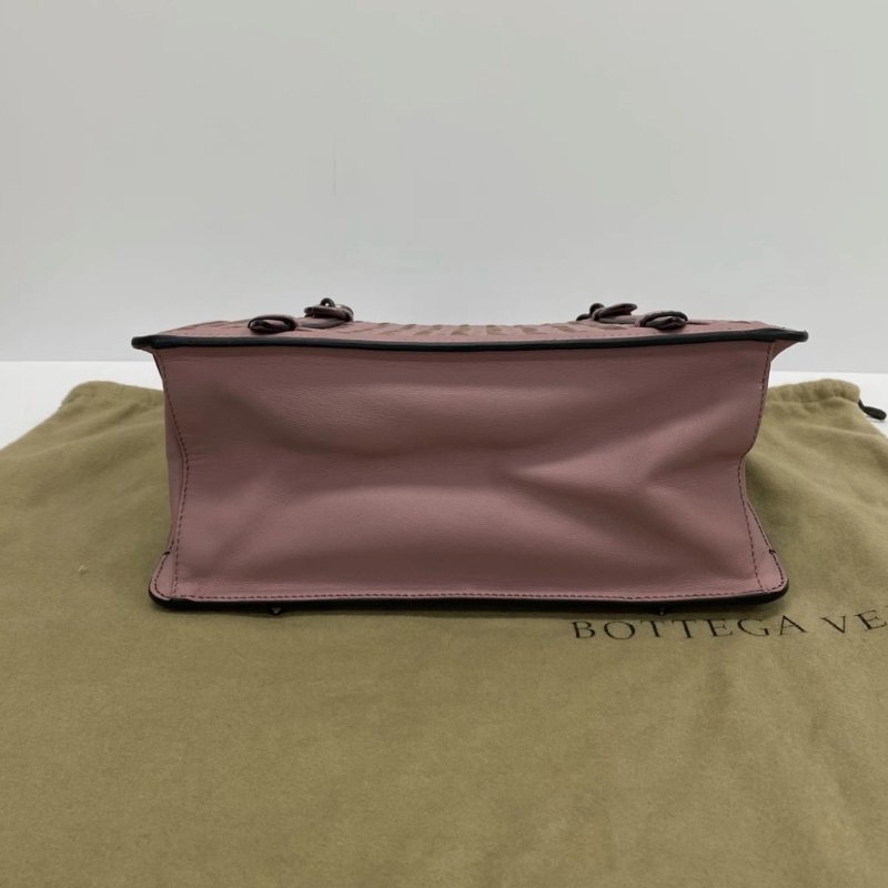 BV 編織豆沙粉腋下托特風琴包 26*21.5*6 99新配件塵袋-3