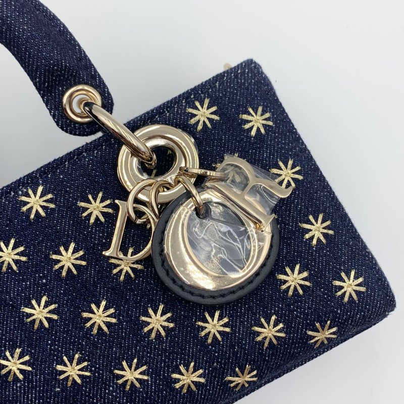 Dior  Micro Joy  Mini lady Dior  橫版 深藍色銀扣 滿印星星刺繡牛仔材質 22編碼 配長短肩帶,可斜孭可手提-1
