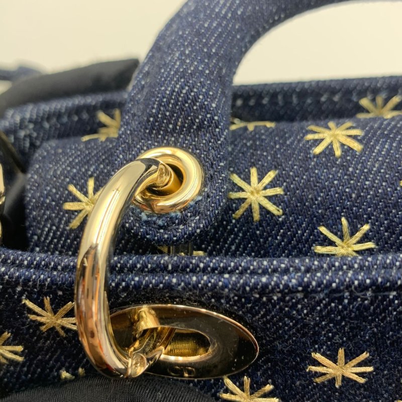 Dior  Micro Joy  Mini lady Dior  橫版 深藍色銀扣 滿印星星刺繡牛仔材質 22編碼 配長短肩帶,可斜孭可手提-8