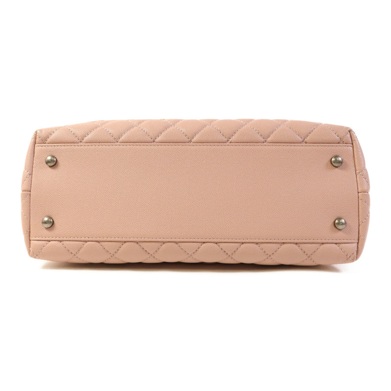 CHANEL 牛皮皮革Coco Handle銀扣手挽肩背兩用袋-3