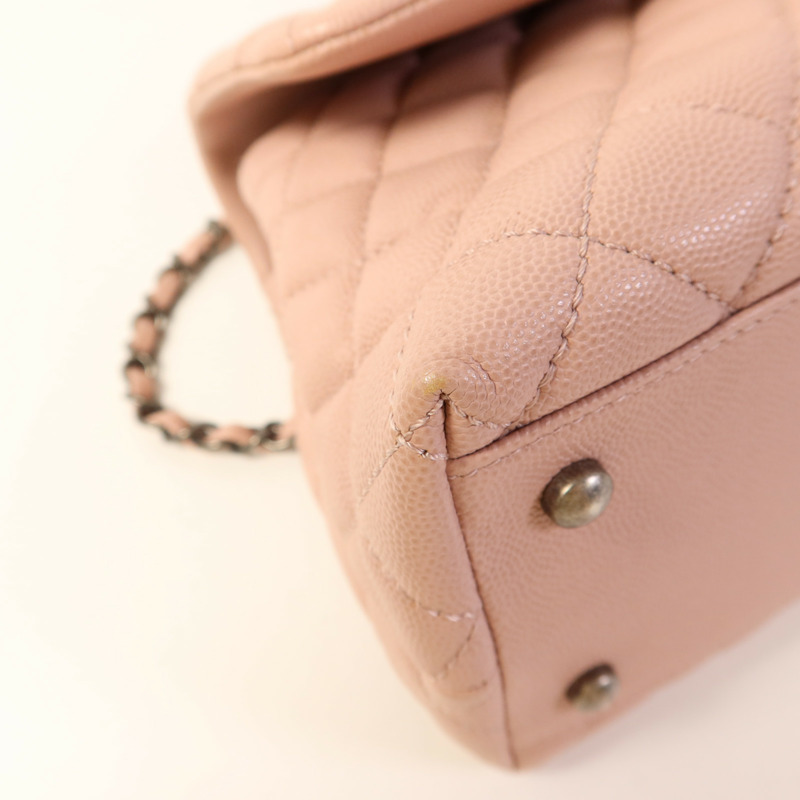 CHANEL 牛皮皮革Coco Handle銀扣手挽肩背兩用袋-12