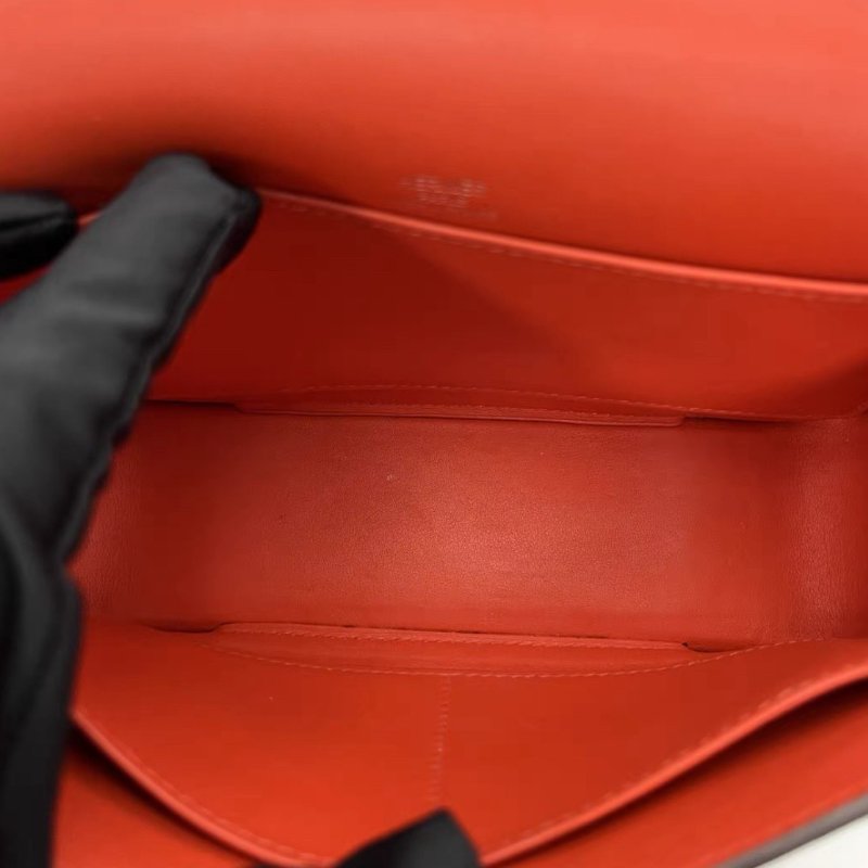 HERMES 橙色銀扣Geta木屐肩背斜背包20*15*6.5 全新閒置配件盒子塵袋購證-1