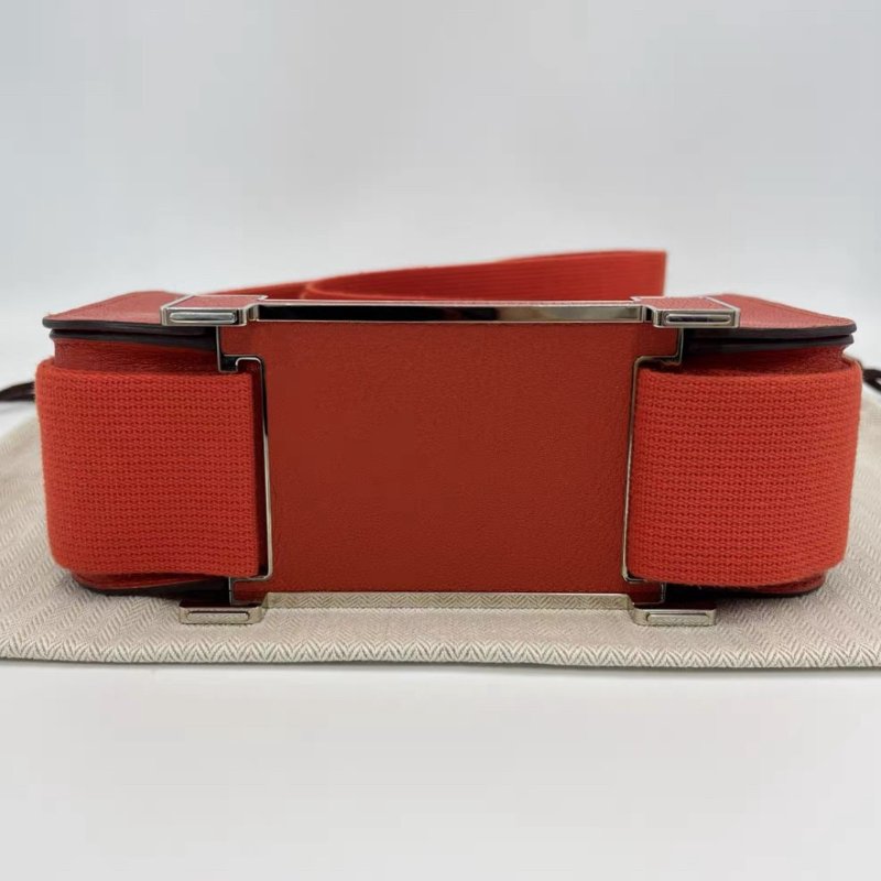 HERMES 橙色銀扣Geta木屐肩背斜背包20*15*6.5 全新閒置配件盒子塵袋購證-2