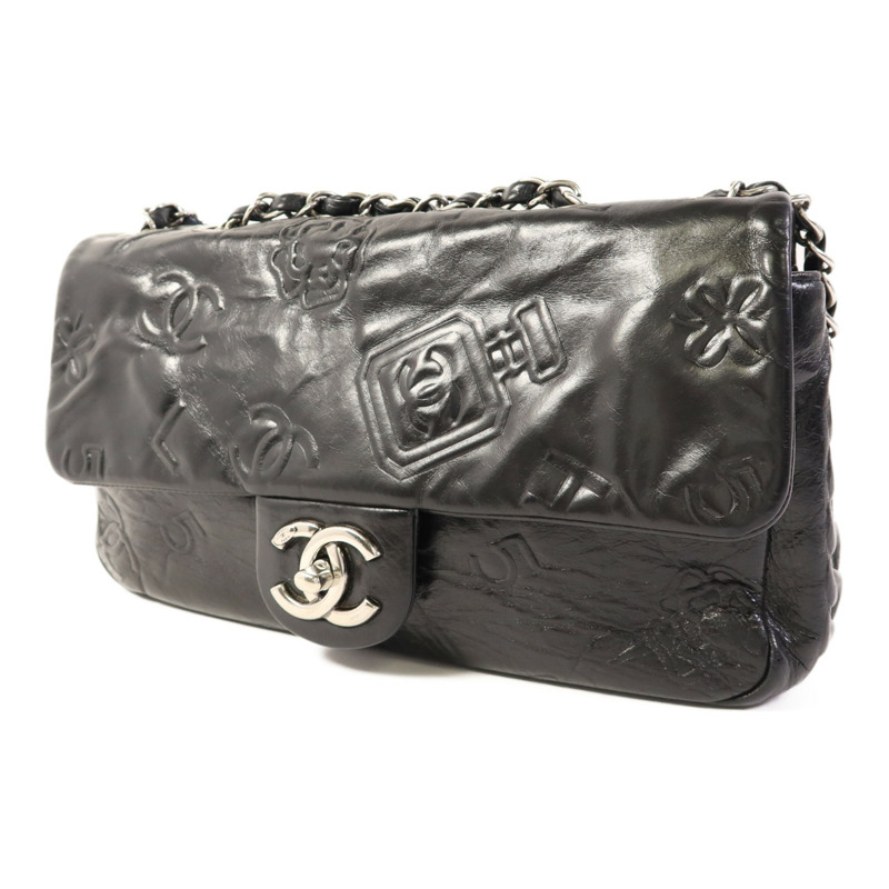 CHANEL 牛皮皮革Chain Shoulder Bag銀扣鏈帶肩背袋-2