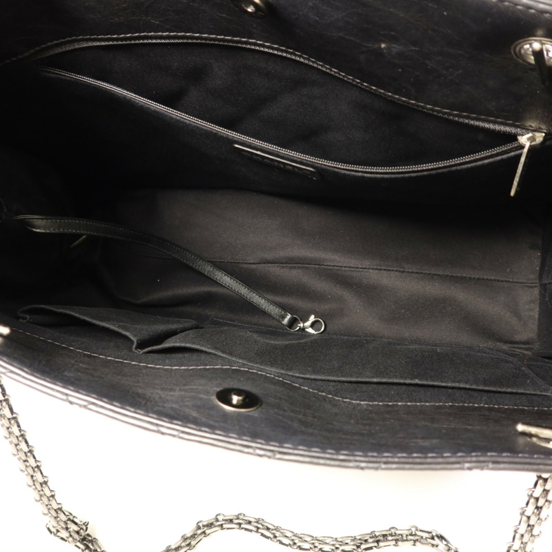 CHANEL 牛皮皮革2.55銀扣手挽袋-5