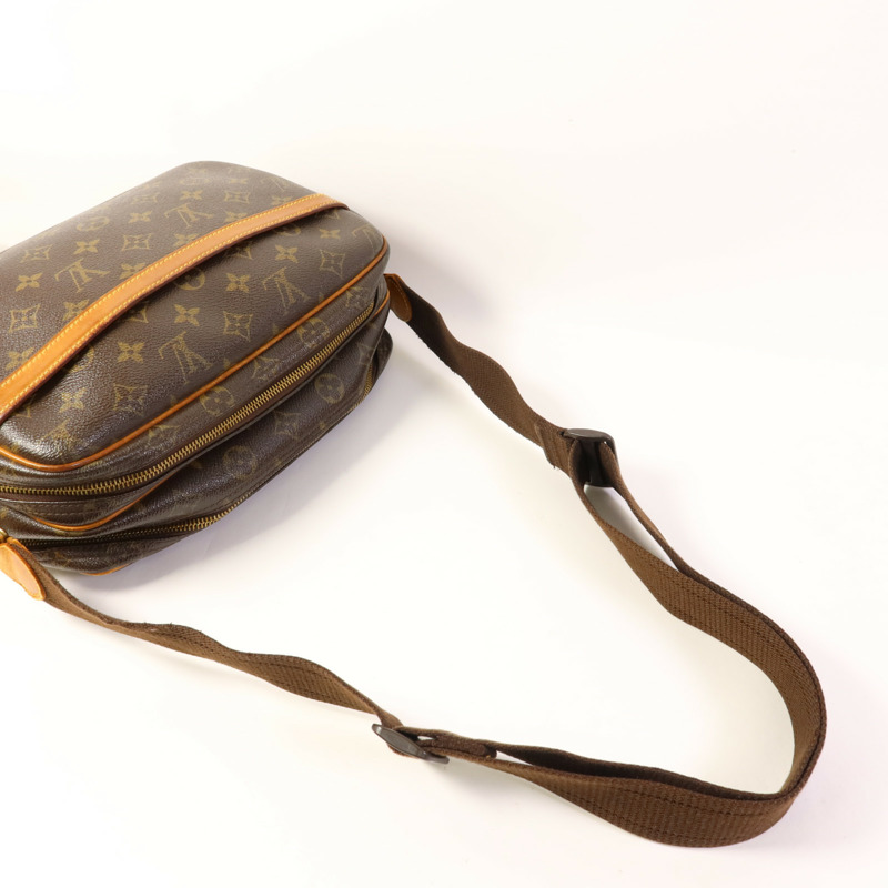 LOUIS VUITTON Monogram Reporter PM金扣肩背袋棕色-4