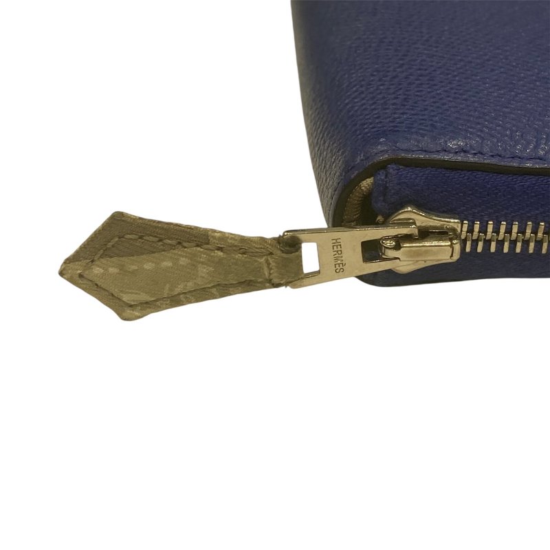 HERMES 愛馬仕 AZAP SILK IN 長夾 EPSOM 寶藍色 拉鍊 絲巾-4