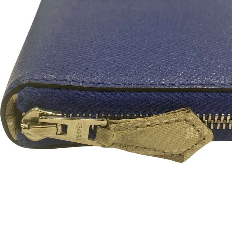 HERMES 愛馬仕 AZAP SILK IN 長夾 EPSOM 寶藍色 拉鍊 絲巾-5