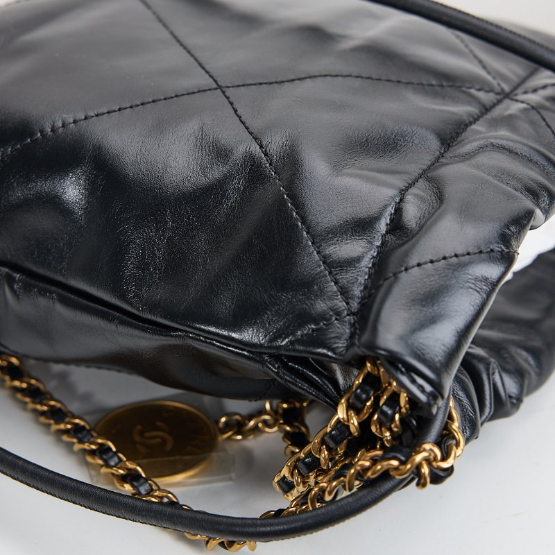 Chanel 22 bag mini 黑金-7