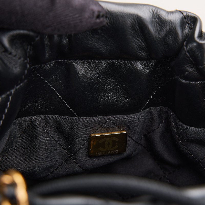 Chanel 22 bag mini 黑金-14