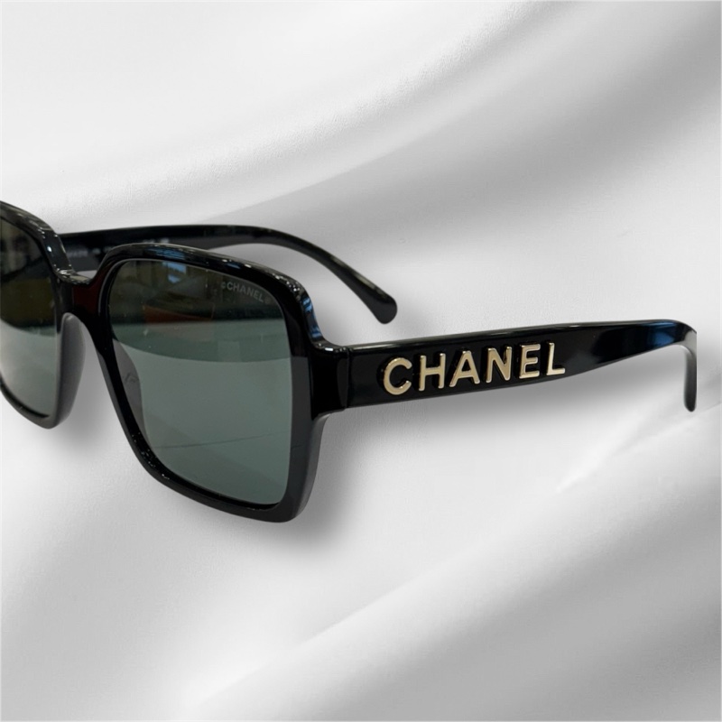 CHANEL 側邊金屬LOGO大方框墨鏡-1