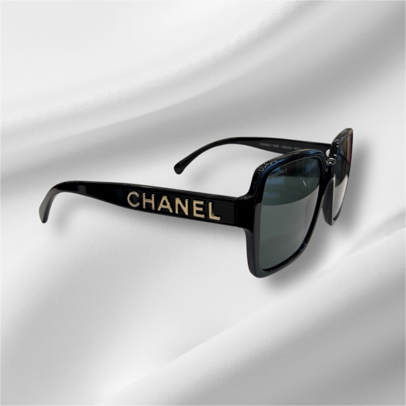 CHANEL 側邊金屬LOGO大方框墨鏡-2