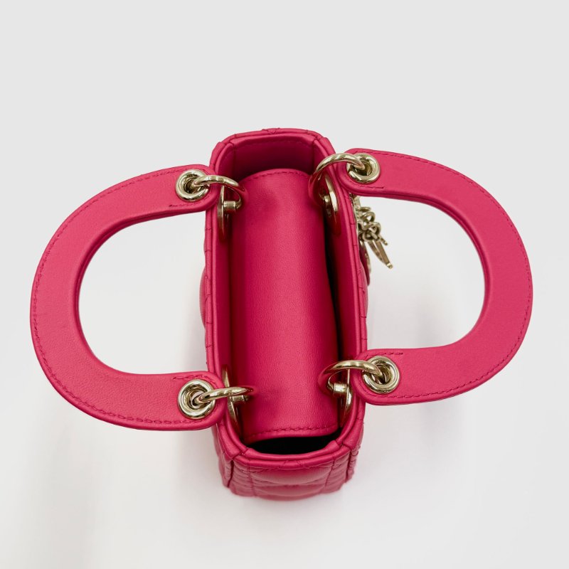 Lady Dior 三格  超Mini版 22年新款 深紅色金扣小尺寸女士可斜孭可手提 材質:羊皮-2