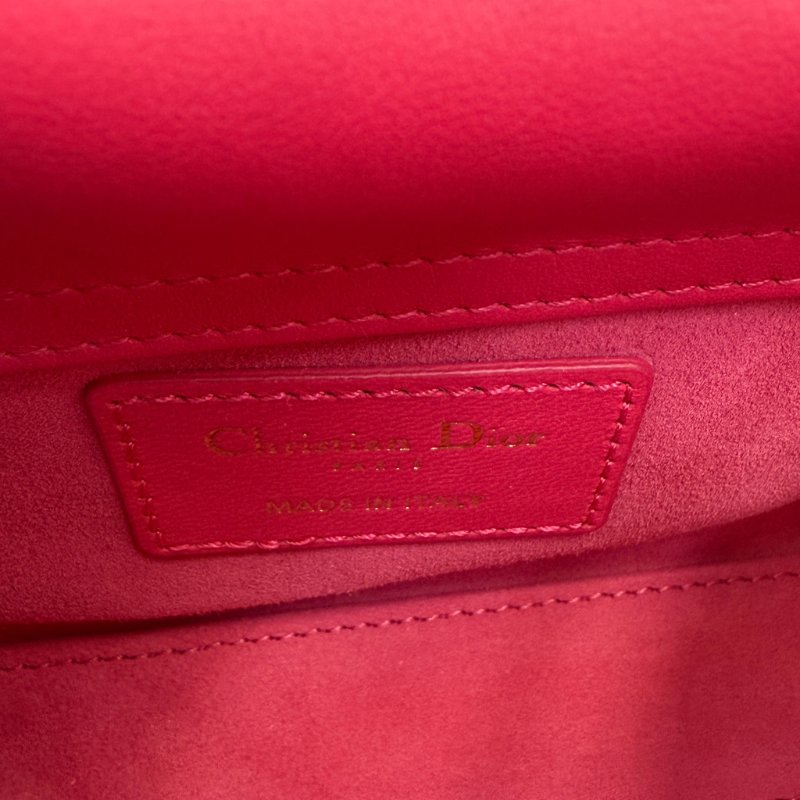 Lady Dior 三格  超Mini版 22年新款 深紅色金扣小尺寸女士可斜孭可手提 材質:羊皮-7