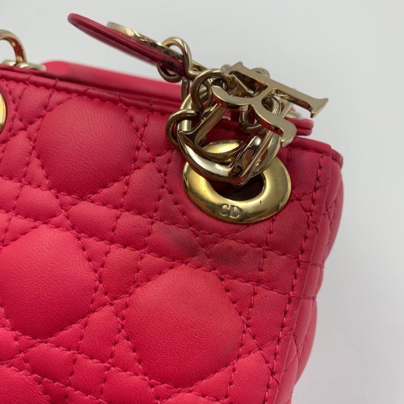 Lady Dior 三格  超Mini版 22年新款 深紅色金扣小尺寸女士可斜孭可手提 材質:羊皮-16