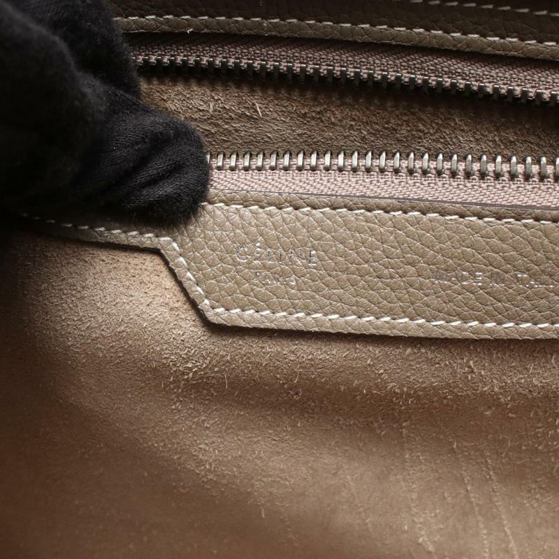 CELINE Luggage 微型購物袋手提包皮革棕灰色二手女士-3