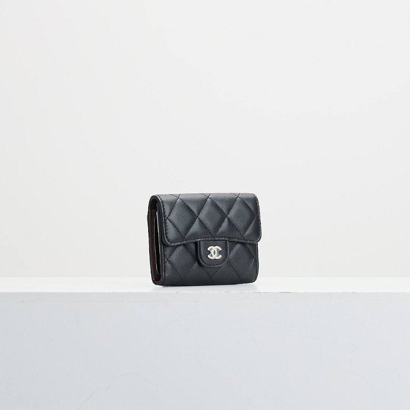 二手Chanel cf三折卡包/黑金羊 芯片款-1