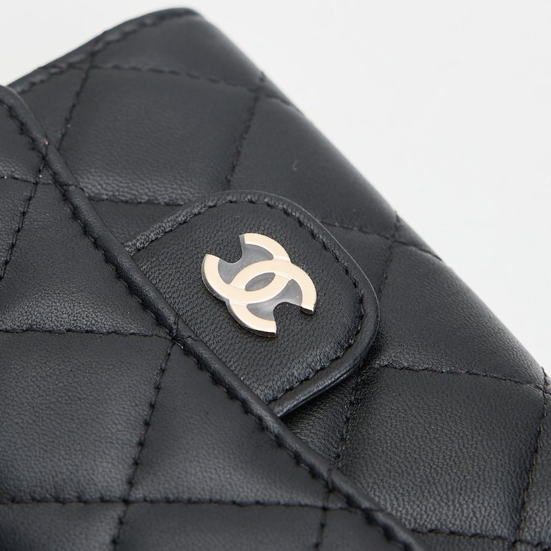 二手Chanel cf三折卡包/黑金羊 芯片款-3