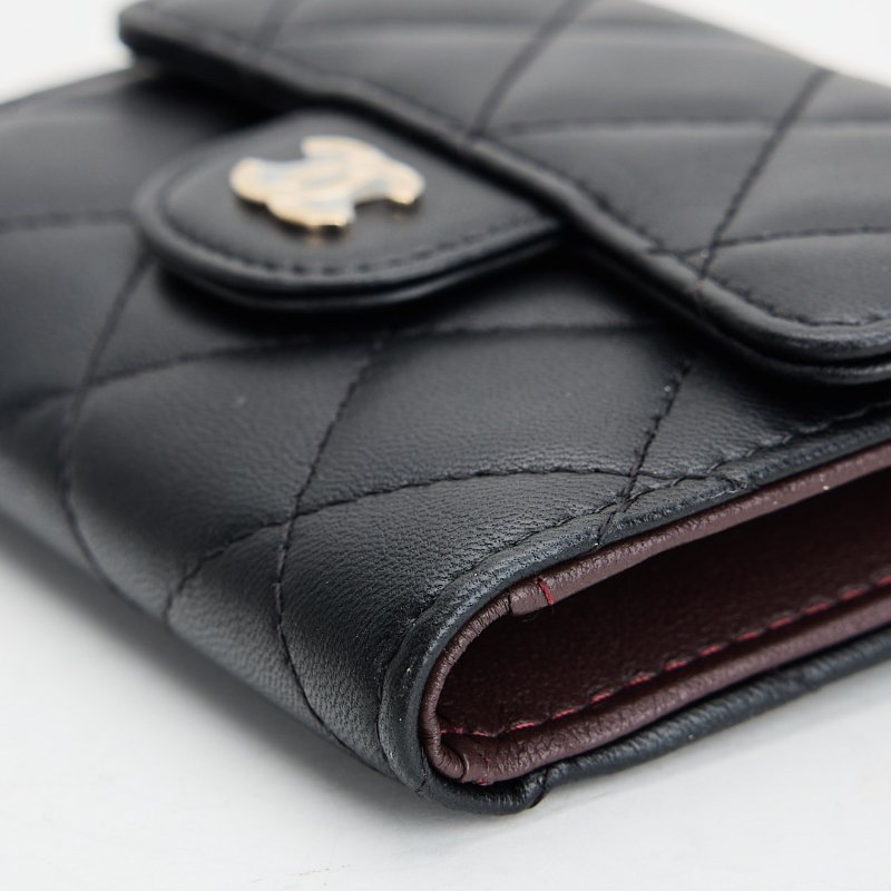 二手Chanel cf三折卡包/黑金羊 芯片款-5