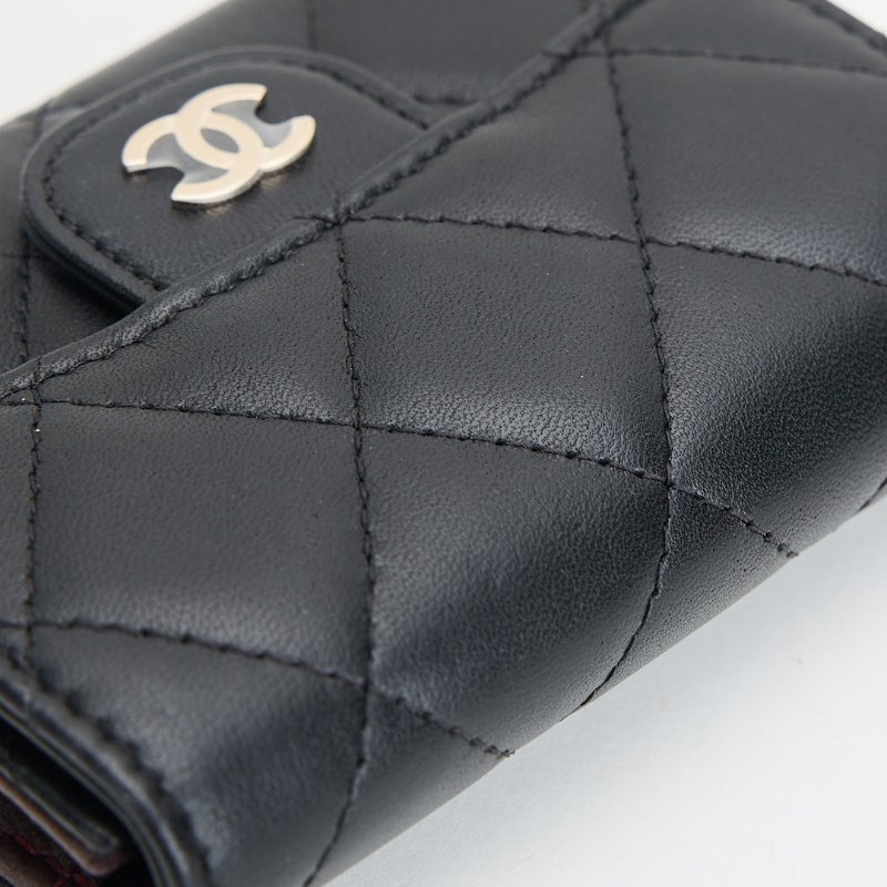 二手Chanel cf三折卡包/黑金羊 芯片款-7