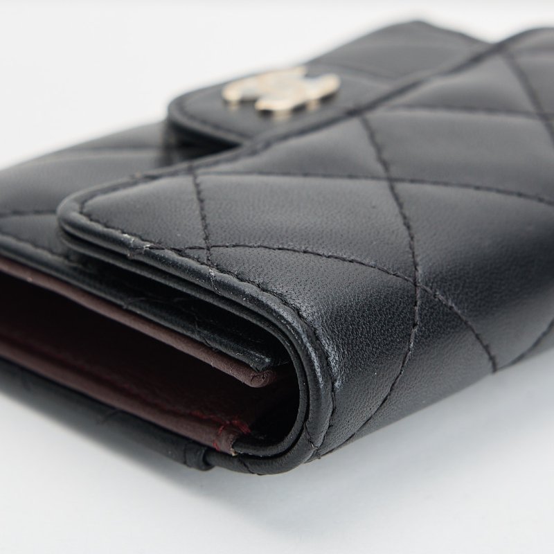 二手Chanel cf三折卡包/黑金羊 芯片款-8