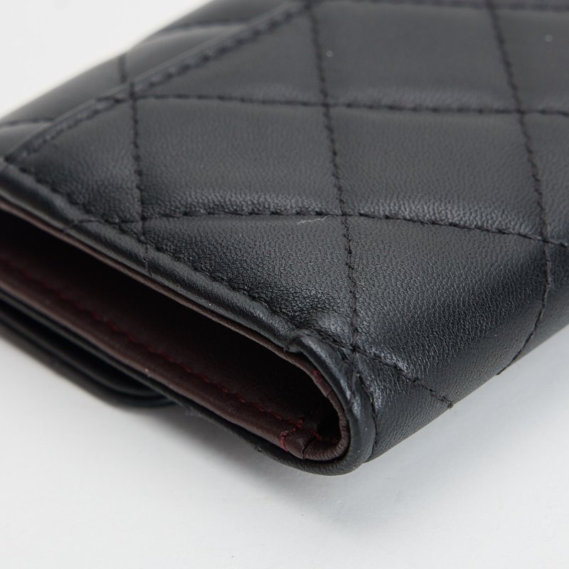 二手Chanel cf三折卡包/黑金羊 芯片款-11