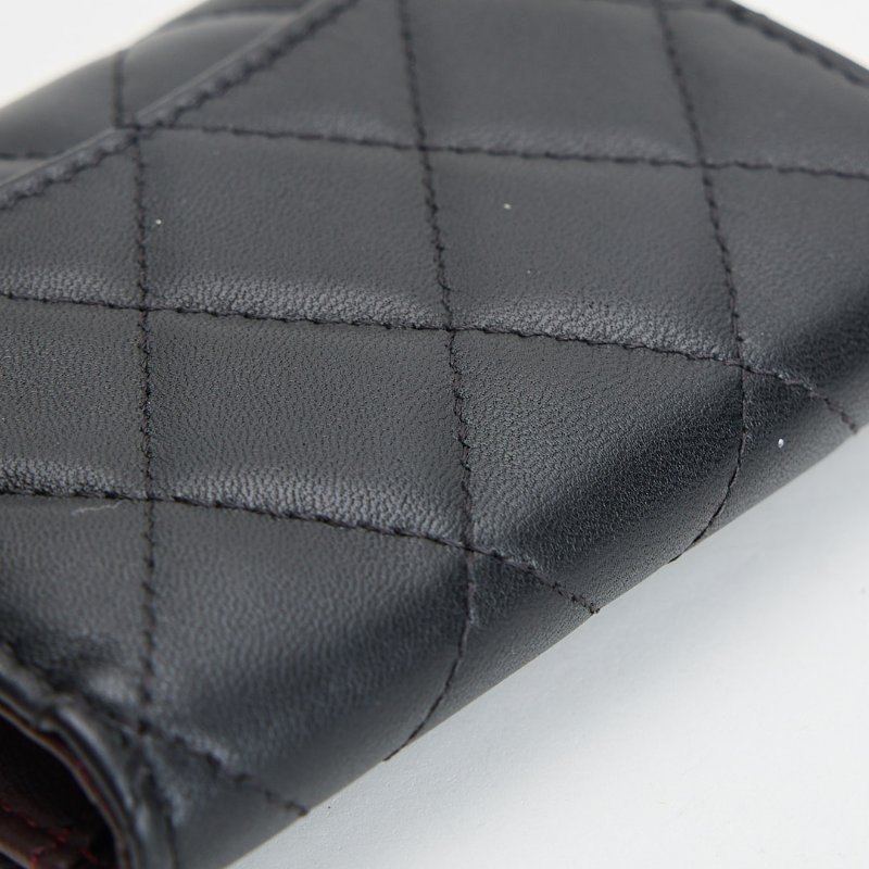 二手Chanel cf三折卡包/黑金羊 芯片款-12