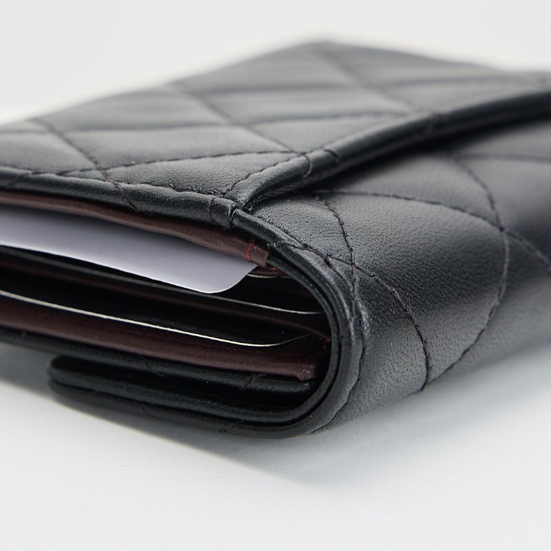 二手Chanel cf三折卡包/黑金羊 芯片款-15