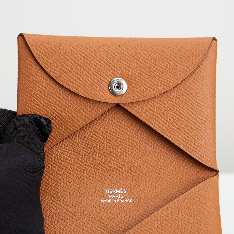 Hermès calvi卡包/金棕-8
