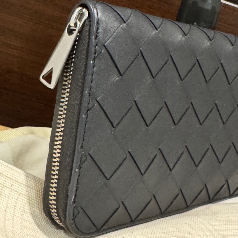 BV 專櫃正品 BOTTEGA VENETA 黑色 編織 拉鍊長夾 發財包 雙色-1