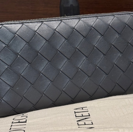 BV 專櫃正品 BOTTEGA VENETA 黑色 編織 拉鍊長夾 發財包 雙色-7