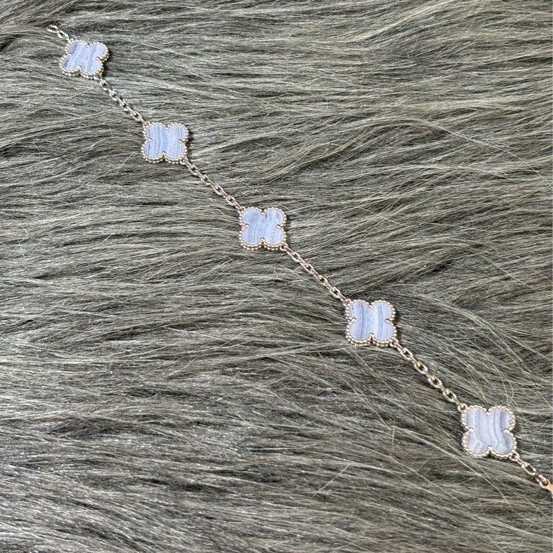 Van Cleef & Arpels梵克雅寶 Vintage Alhambra手鍊 五花 藍玉髓5枚四葉幸運圖騰-2