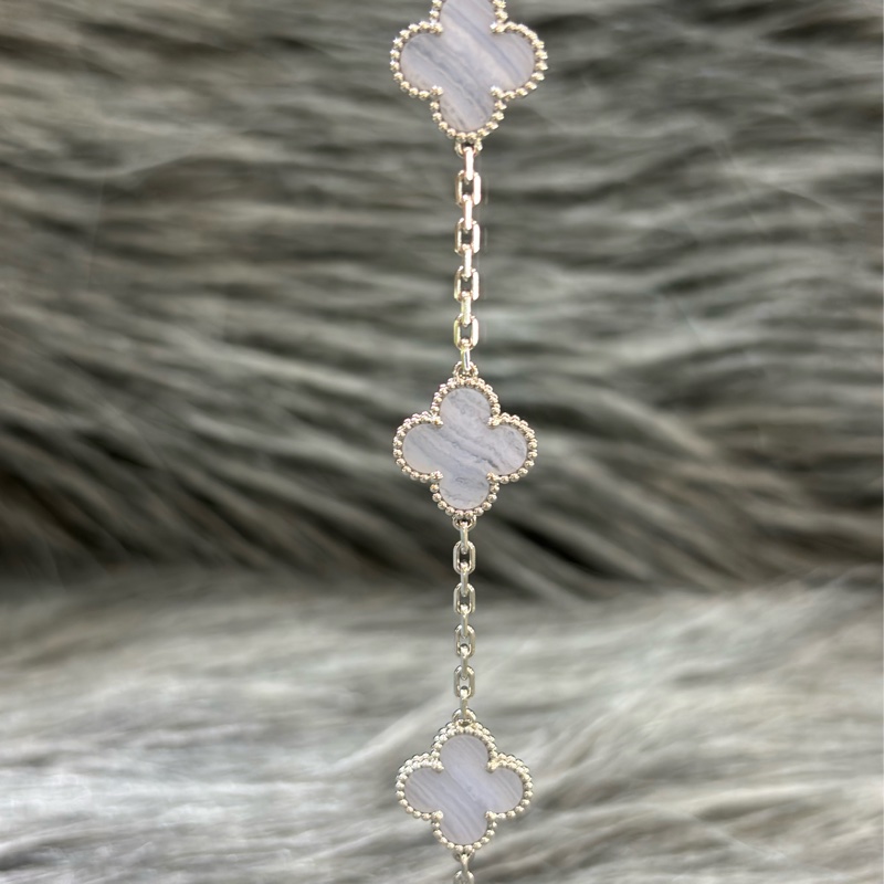 Van Cleef & Arpels梵克雅寶 Vintage Alhambra手鍊 五花 藍玉髓5枚四葉幸運圖騰-3