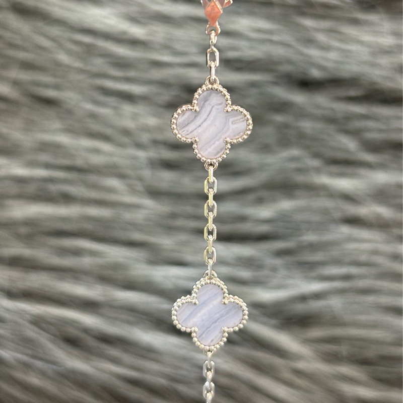 Van Cleef & Arpels梵克雅寶 Vintage Alhambra手鍊 五花 藍玉髓5枚四葉幸運圖騰-4