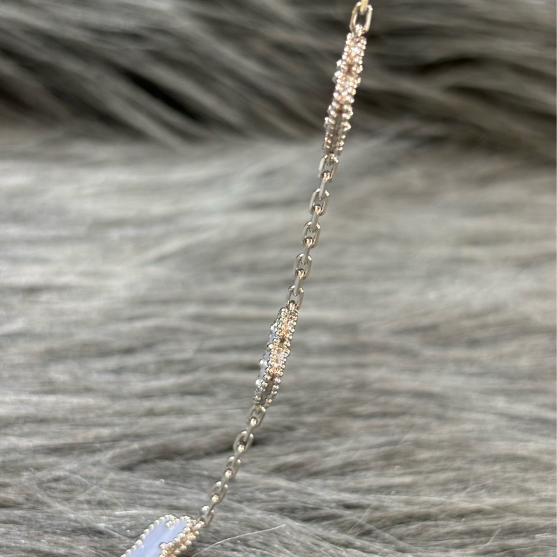 Van Cleef & Arpels梵克雅寶 Vintage Alhambra手鍊 五花 藍玉髓5枚四葉幸運圖騰-5