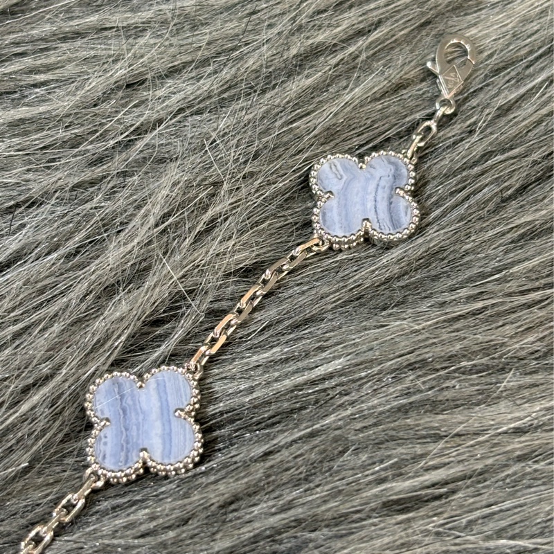 Van Cleef & Arpels梵克雅寶 Vintage Alhambra手鍊 五花 藍玉髓5枚四葉幸運圖騰-8