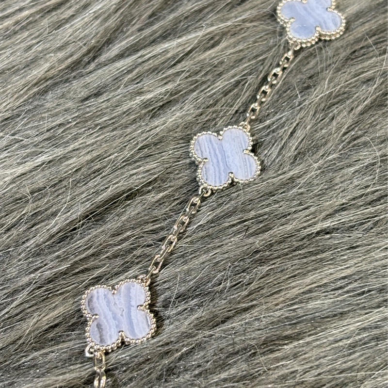 Van Cleef & Arpels梵克雅寶 Vintage Alhambra手鍊 五花 藍玉髓5枚四葉幸運圖騰-10