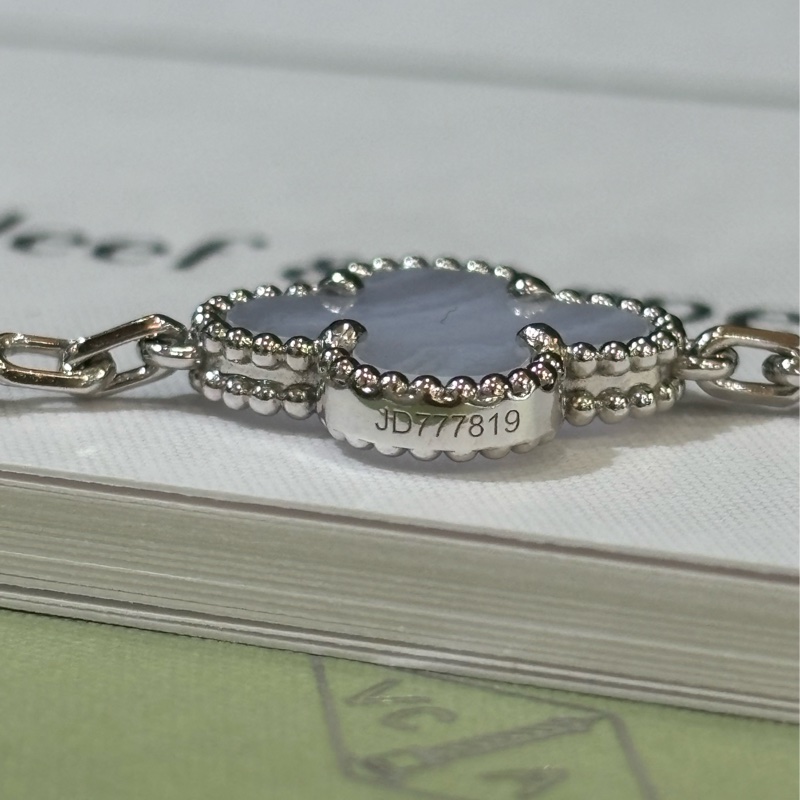 Van Cleef & Arpels梵克雅寶 Vintage Alhambra手鍊 五花 藍玉髓5枚四葉幸運圖騰-13