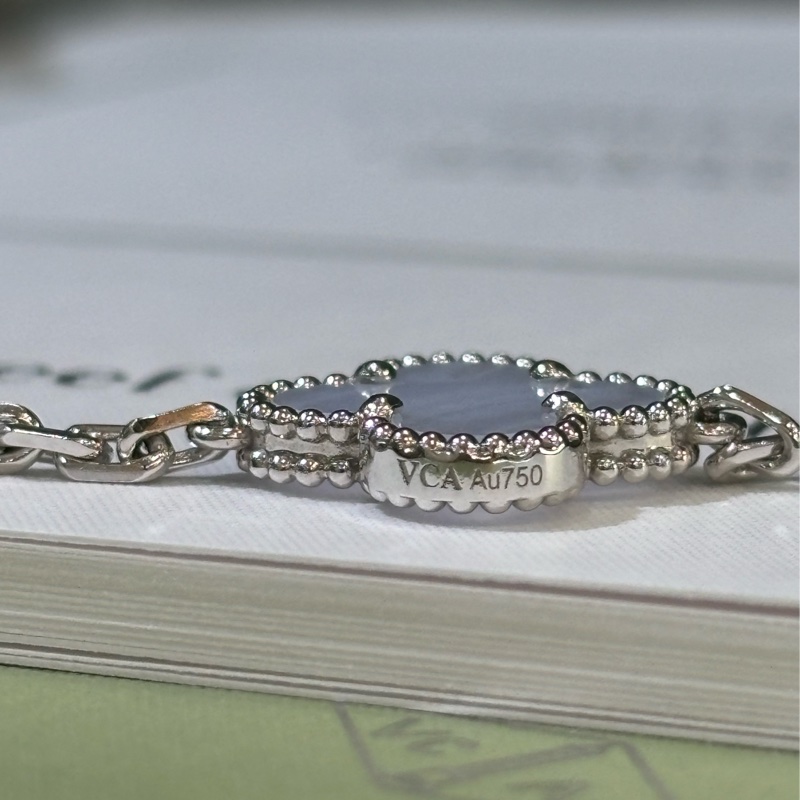 Van Cleef & Arpels梵克雅寶 Vintage Alhambra手鍊 五花 藍玉髓5枚四葉幸運圖騰-14