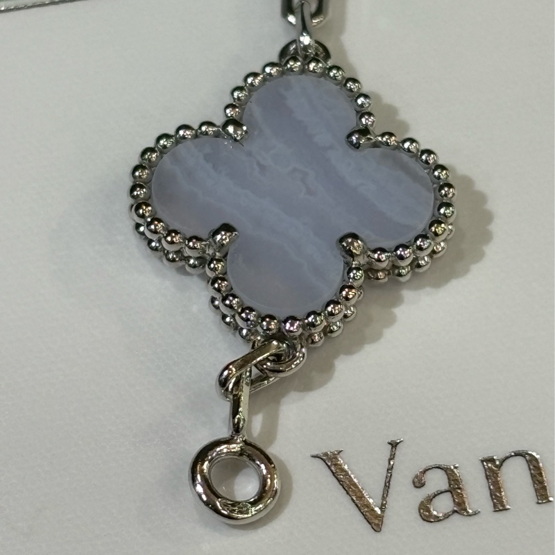 Van Cleef & Arpels梵克雅寶 Vintage Alhambra手鍊 五花 藍玉髓5枚四葉幸運圖騰-19